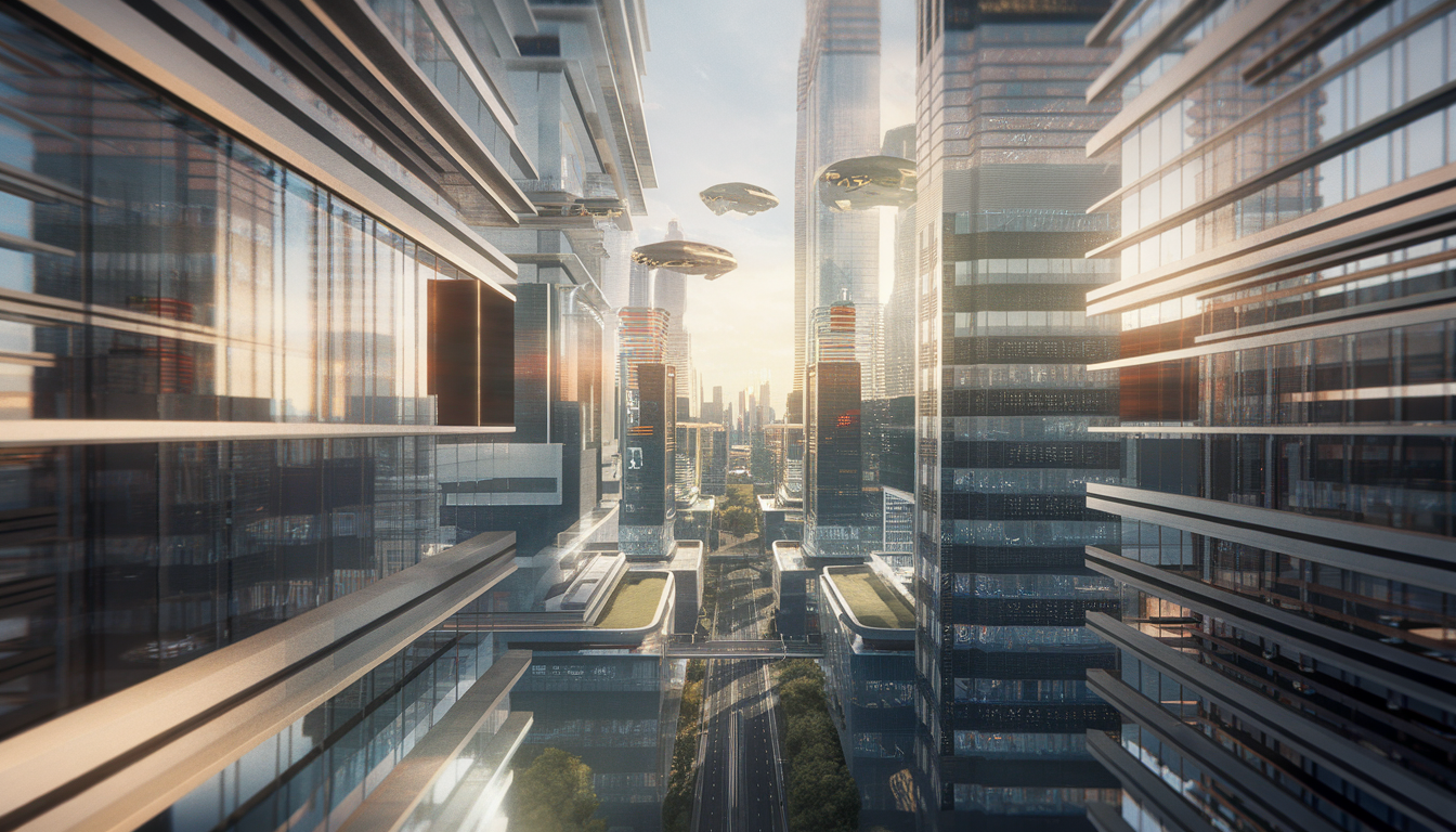 outils IA 2025 ville futuriste hyper réaliste